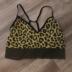 Anthropologie Olive and Black Leopard Knit Bralette